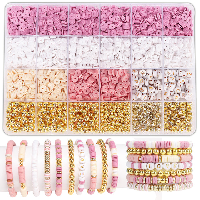 Boho Clay Beads Bracelet Kit Friendship Bracelet Making for Women